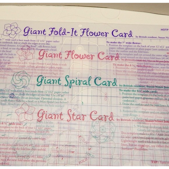 Hot Off The Press Giant Card Stencil Cut-Out Star Spiral Flower Lot of 4 - Picture 2 of 8